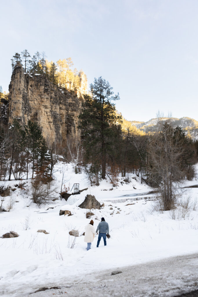 spearfish canyon in the winter, black hills wedding photographer, engagement sessions